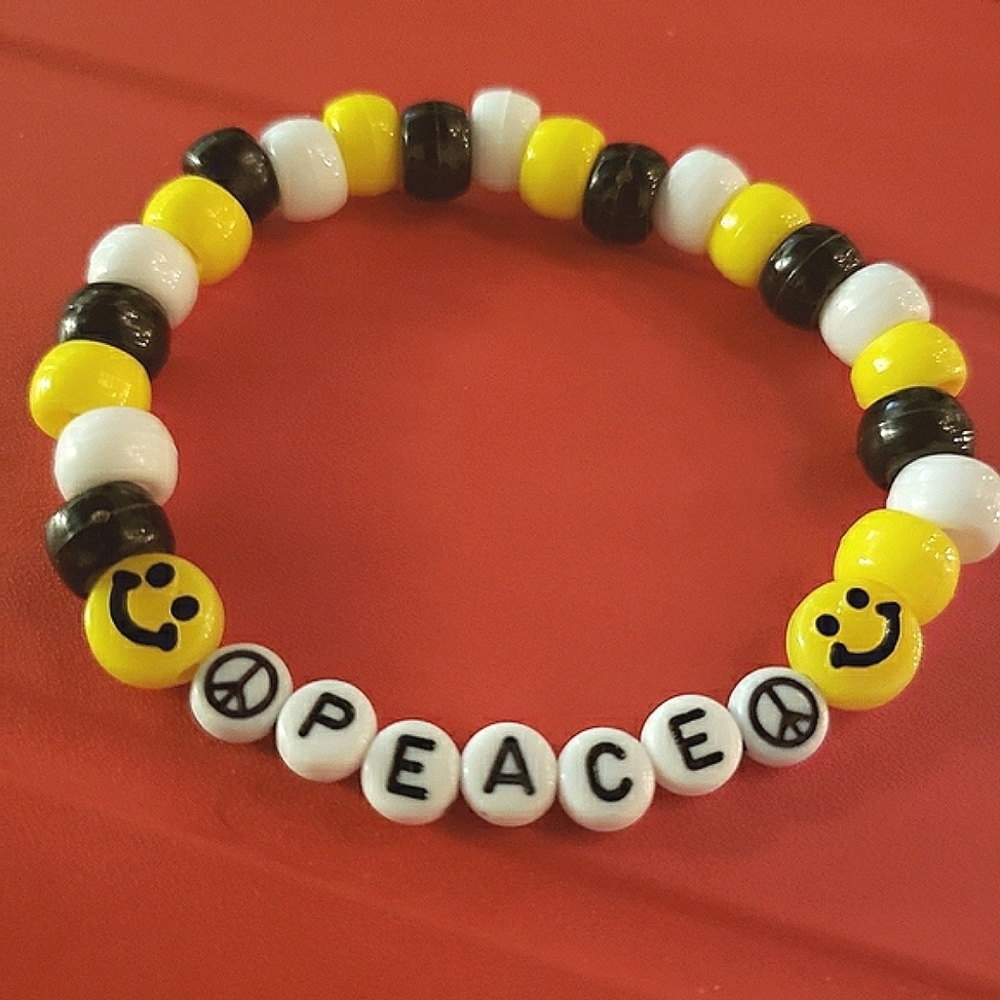 Handmade Smiley Face Peace Kandi Bracelet